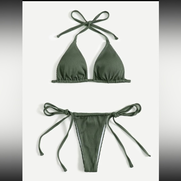 SHEIN Other - Green Ribbed Bikini Set
